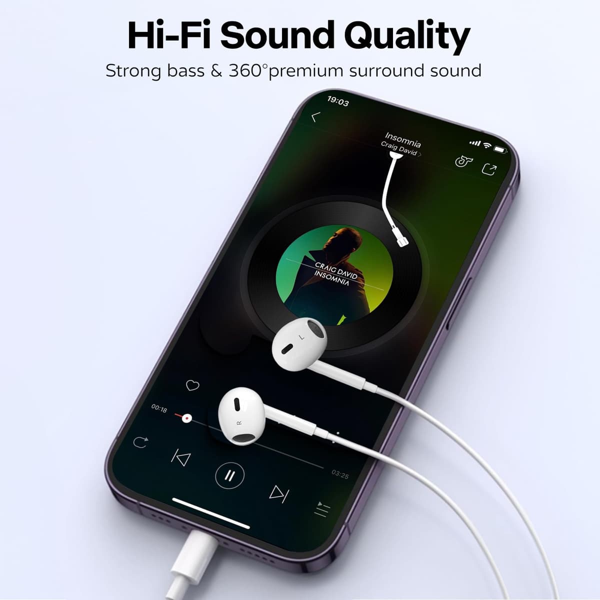 USB C Headphones, Wired USB C Earphones with Microphone and Volume Controller,HiFi Stereo In Ear Type C Earbuds, for iPhone 15/16/17 Pro Max plus, iPad Pro,Samsung Galaxy S25 S24 S23 S22 Pixel 9 — view 5
