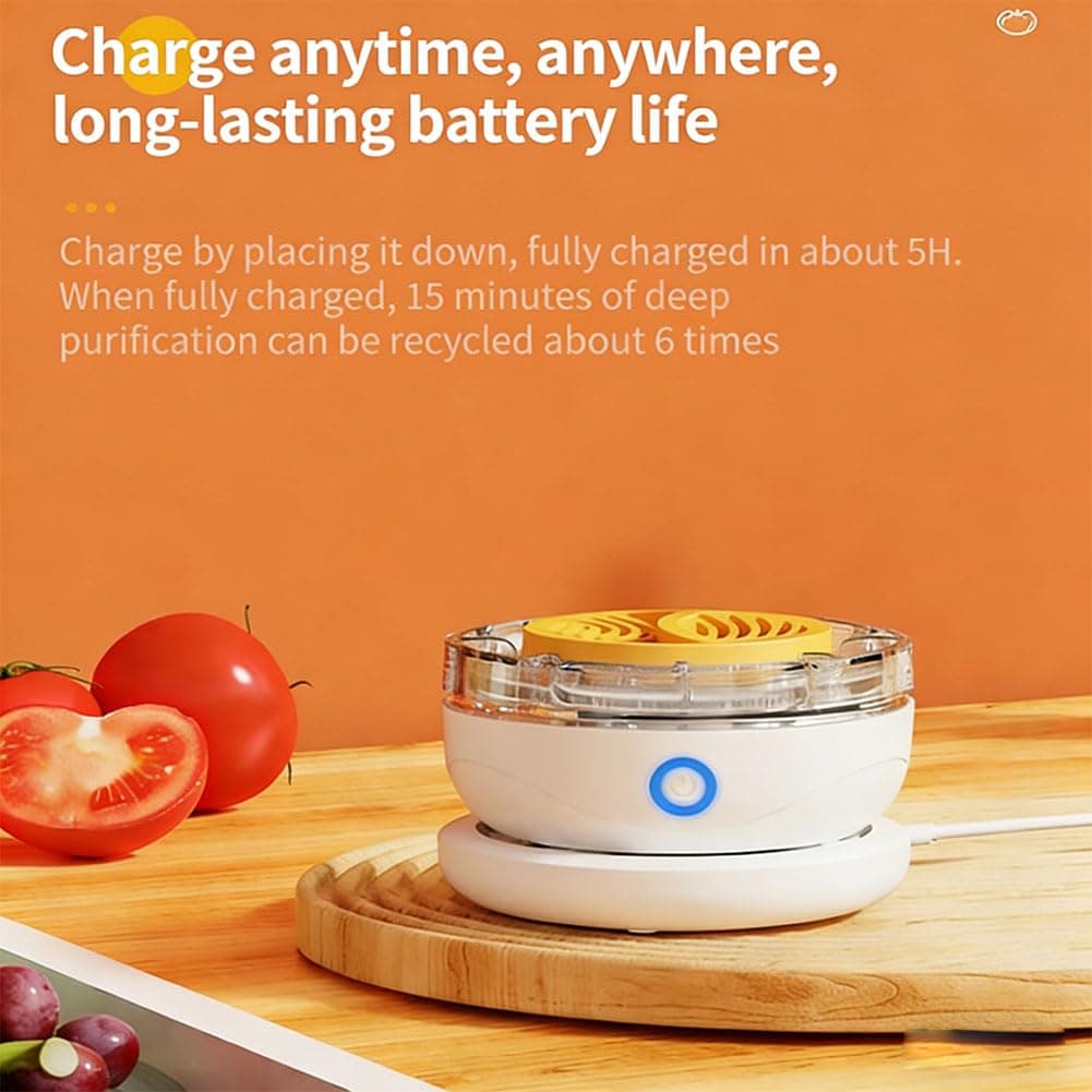 Fruit and Vegetable Washing Machine, Portable Cleaner for Produce, Meat, Grains, Seafood, IPX7 Waterproof, Cordless with USB Charging Base, Compact Kitchen Gadget (#B) — view 5