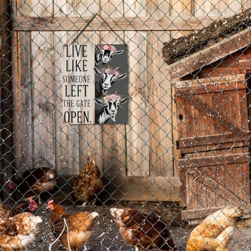 Live Like Someone Left The Gate Open Goat Floral Hanging Plaque, 6.7 x 10 Inches Farmhouse Wall Decor for Kitchen, Cabin, Home — view 3