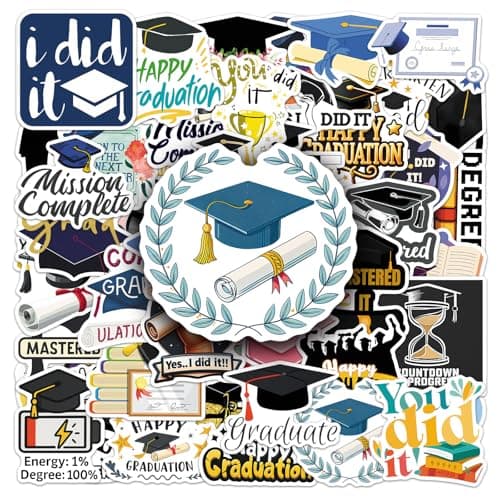 50PCS 2026 Graduation Stickers, Class of 2026 Stickers for Graduation Decorations Grad Cap Diploma Decals for Laptop, Skateboard, Phone Case, Luggage-Congrats Grad Decor for Teens, Adults, Boys, Girls — view 3