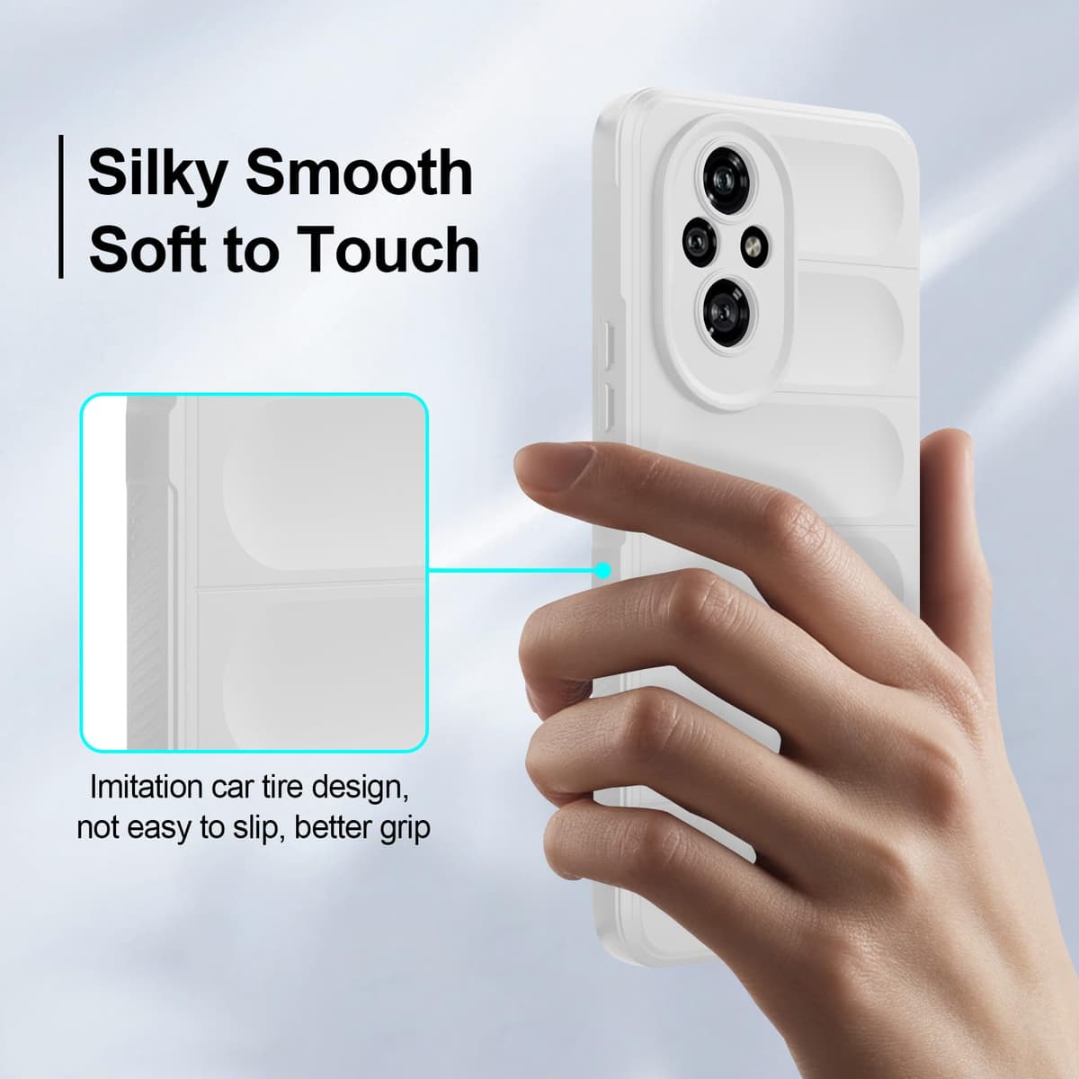 Silicone Case for Honor 200, Anti-Scratch Microfiber Lining, Shockproof Case with Camera Protection, White — view 7