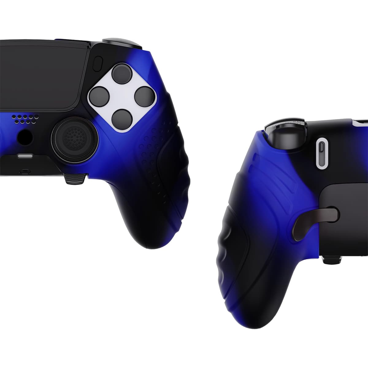 PlayVital Funda de Silicona Antideslizante para ps5 Edge - Cubierta Protectora con 2 Tapas para Joysticks, Protector de Goma para ps5 Edge Mando, Diseño Ergonómico (Edición Guardian - Azul&Negro) — view 4