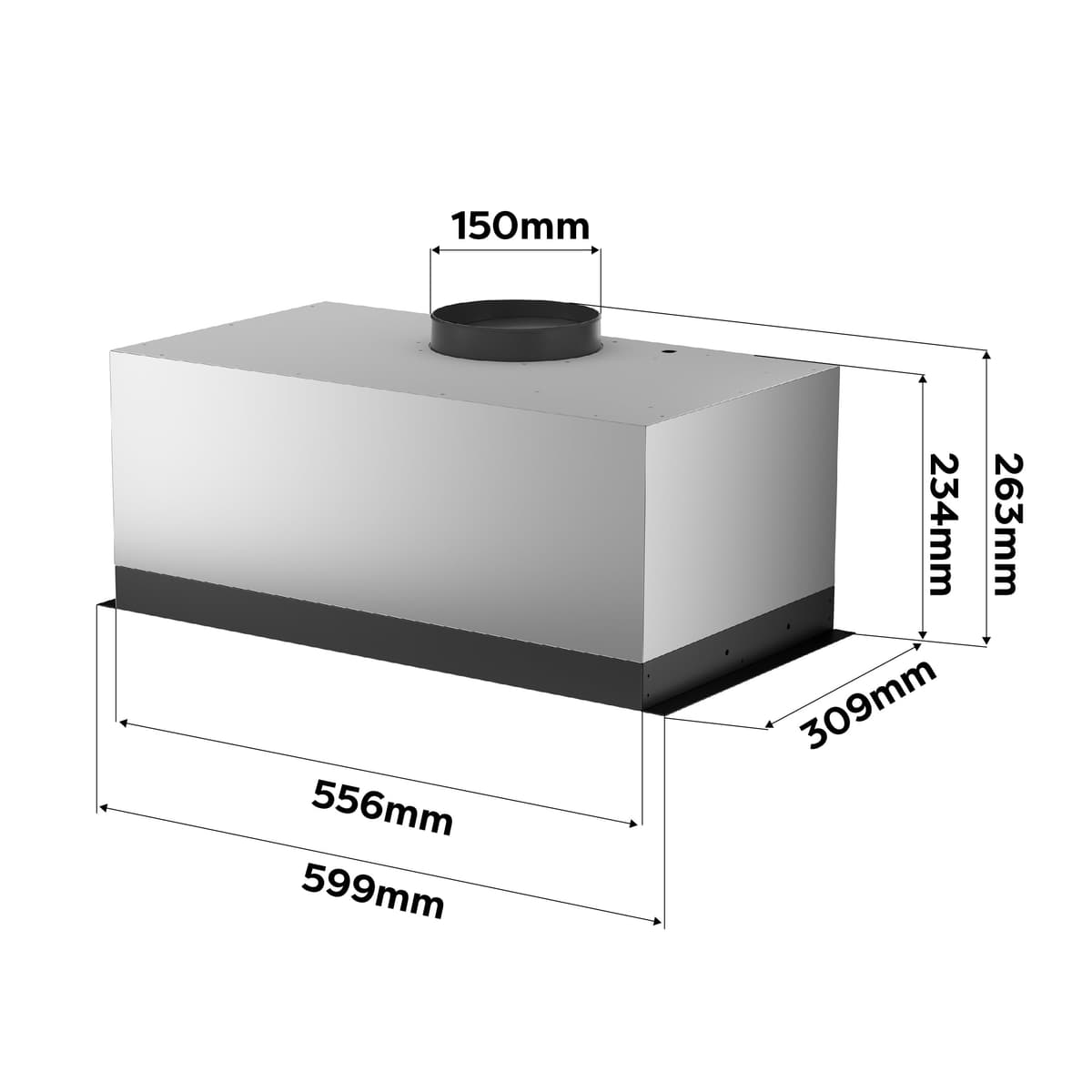 CIARRA CBCB6926A 60cm Integrated Cooker Hood Built-in Kitchen Extractor Fan 3 Speed Settings LED Light UnderCabinet Extractor Hood Energy Efficient & Quiet Operation with CBCF003 Carbon Filters — view 6