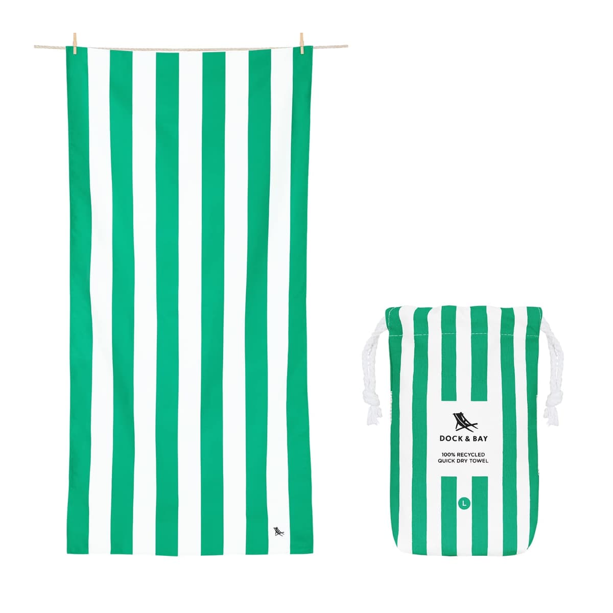 Dock & Bay Beach Towel - Quick Dry, Sand Free - Compact, Lightweight - 100% Recycled - Includes Bag - Cabana - Whitsunday Blue - Large (160x90cm, 63x35) — view 18