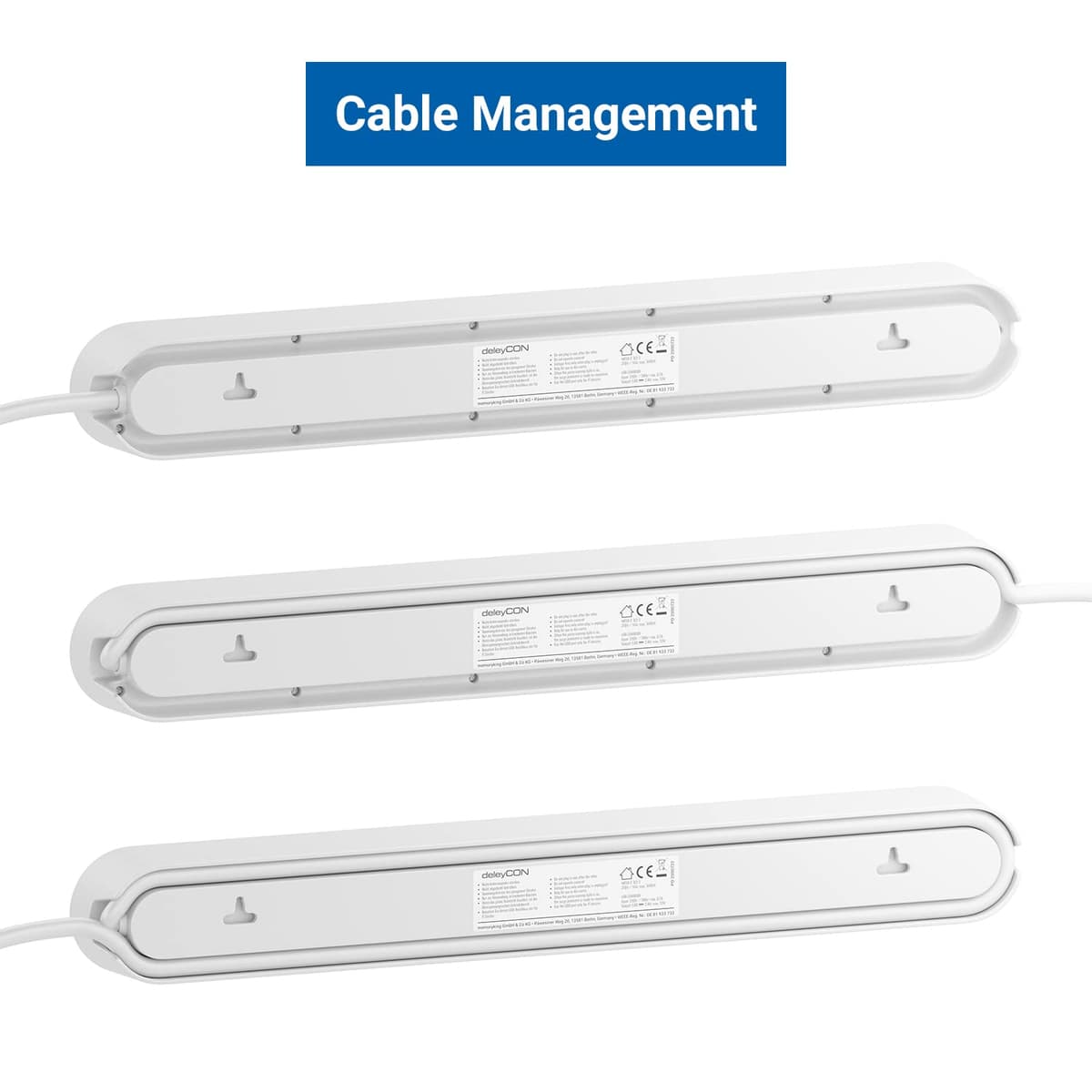 deleyCON Regleta con 1,5 m, Seis Tomas, Puertos USB, Dos Salidas USB-A para Cargar Móvil y Tableta, Protección contra Sobretensión, Interruptor, Blanco — view 4