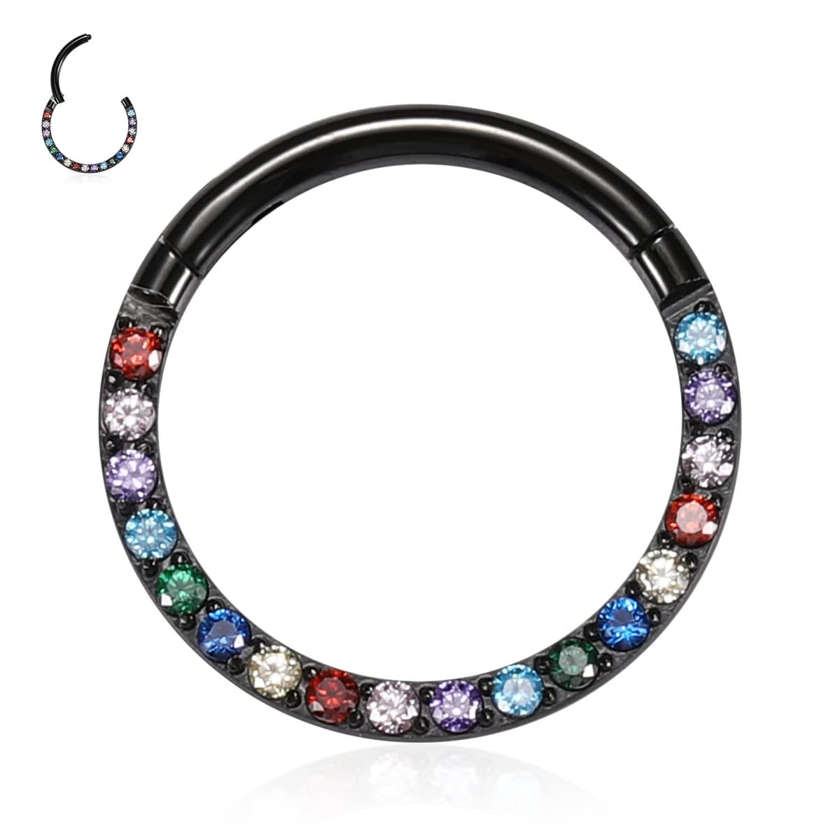 hengkaixuan CZ Opal Septum Jewellery Daith Ring Conch Hoop Seamless Clicker Ring Surgical Steel Rook Tragus Conch Piercing Jewellery Small Hoop Earring Nose Hoop Ring — view 25