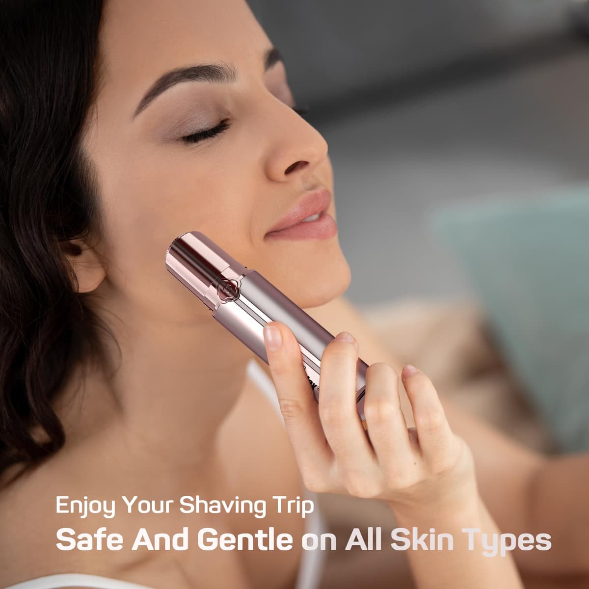 Gurelax Touch - Depilación facial para mujer, sin dolor, dispositivo recargable, 2 cabezales de repuesto, afeitadora facial Peach para labio superior y barbilla — view 6