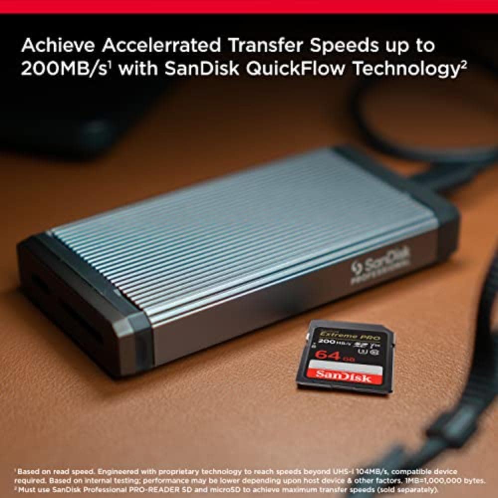 SanDisk 64GB Extreme PRO SDXC card, SD Card, V30 Memory Card, 4K UHD, up to 200 MB/s, SanDisk QuickFlow Technology, RescuePro Deluxe Data Recovery Software, UHS-I, Class 10, U3, V30 — view 2