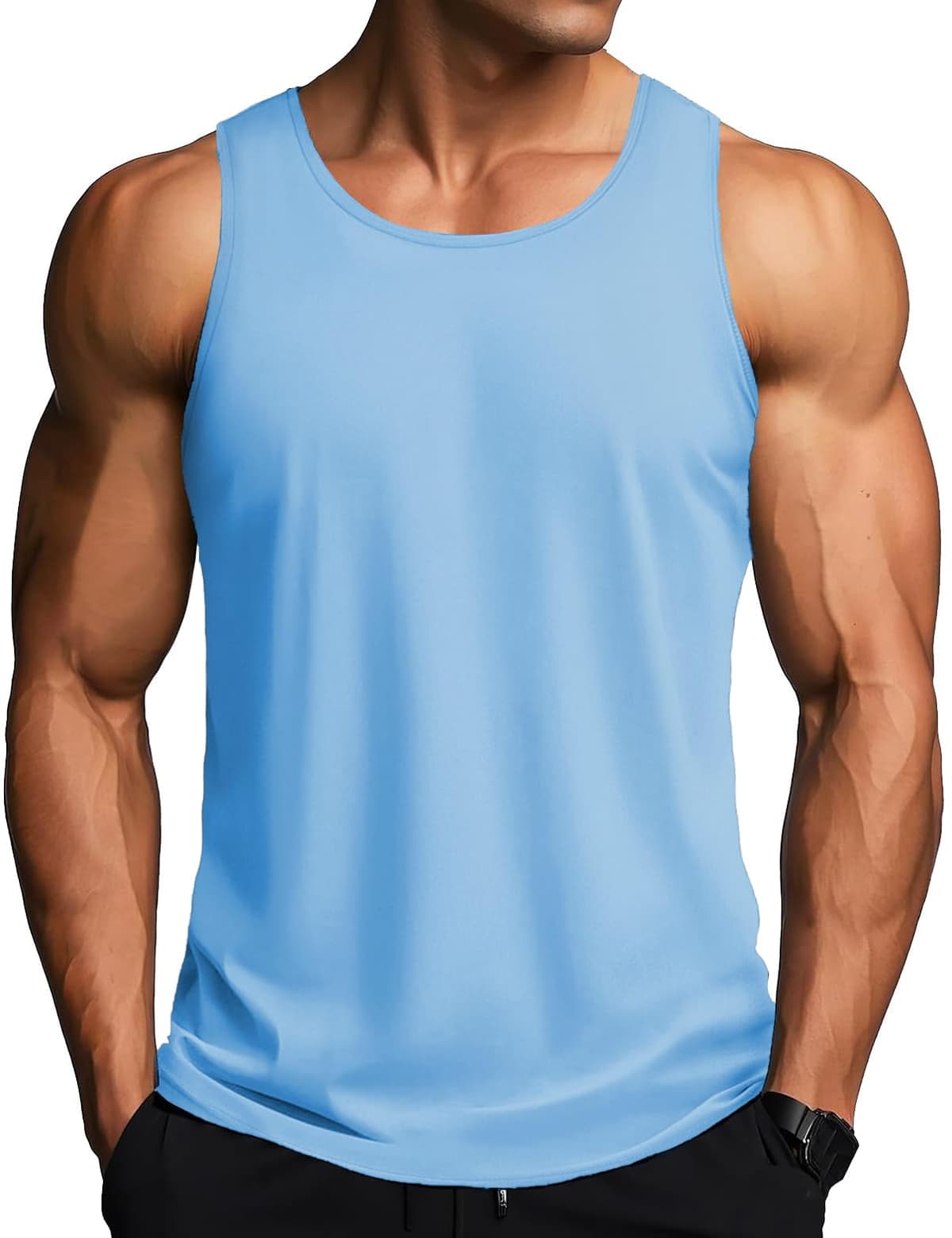 MAGCOMSEN Camiseta Tirantes Hombre Running Entrenamiento Deportiva Ropa Gimnasio Chaleco Secado Rápido UPF 50+ Camiseta sin Mangas para Hombre — view 9