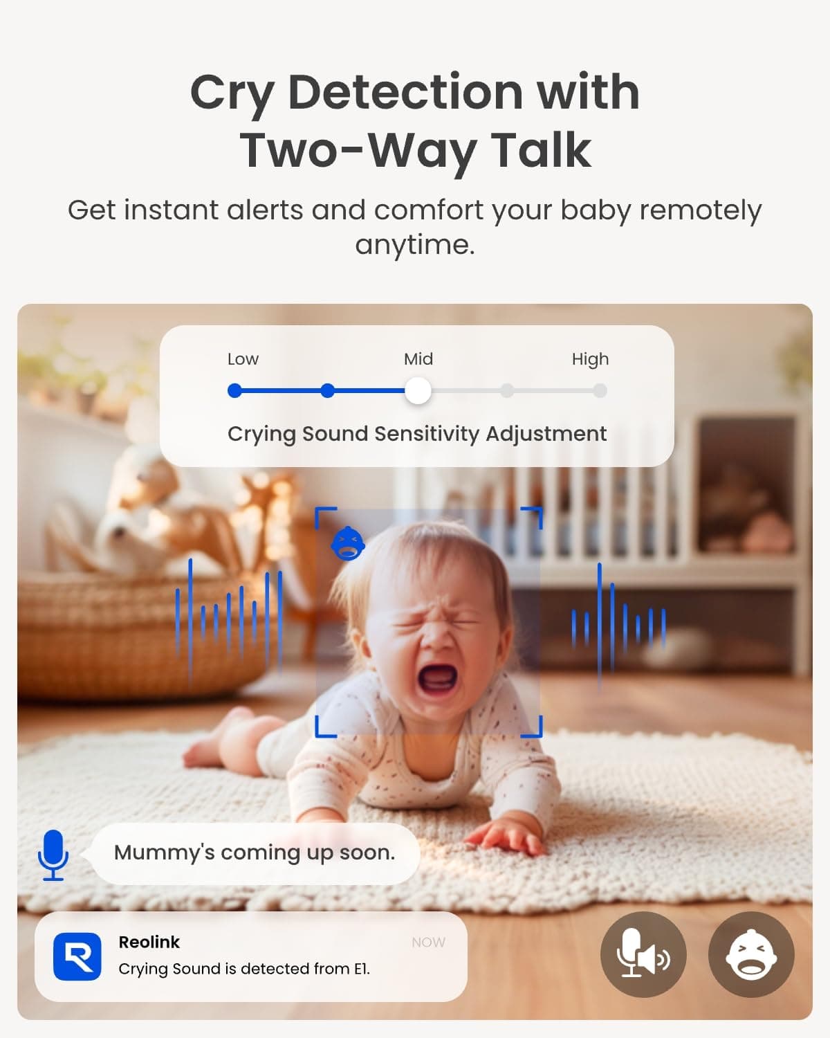 Reolink E1 4MP Indoor WiFi Security Camera - 360° Pan/Tilt Auto Tracking Baby Pet Monitor, AI Person/Pet/Cry Detection, 2-Way Talk, Night Vision, Local Storage, No Subscription, Works w/Alexa & Google — view 4