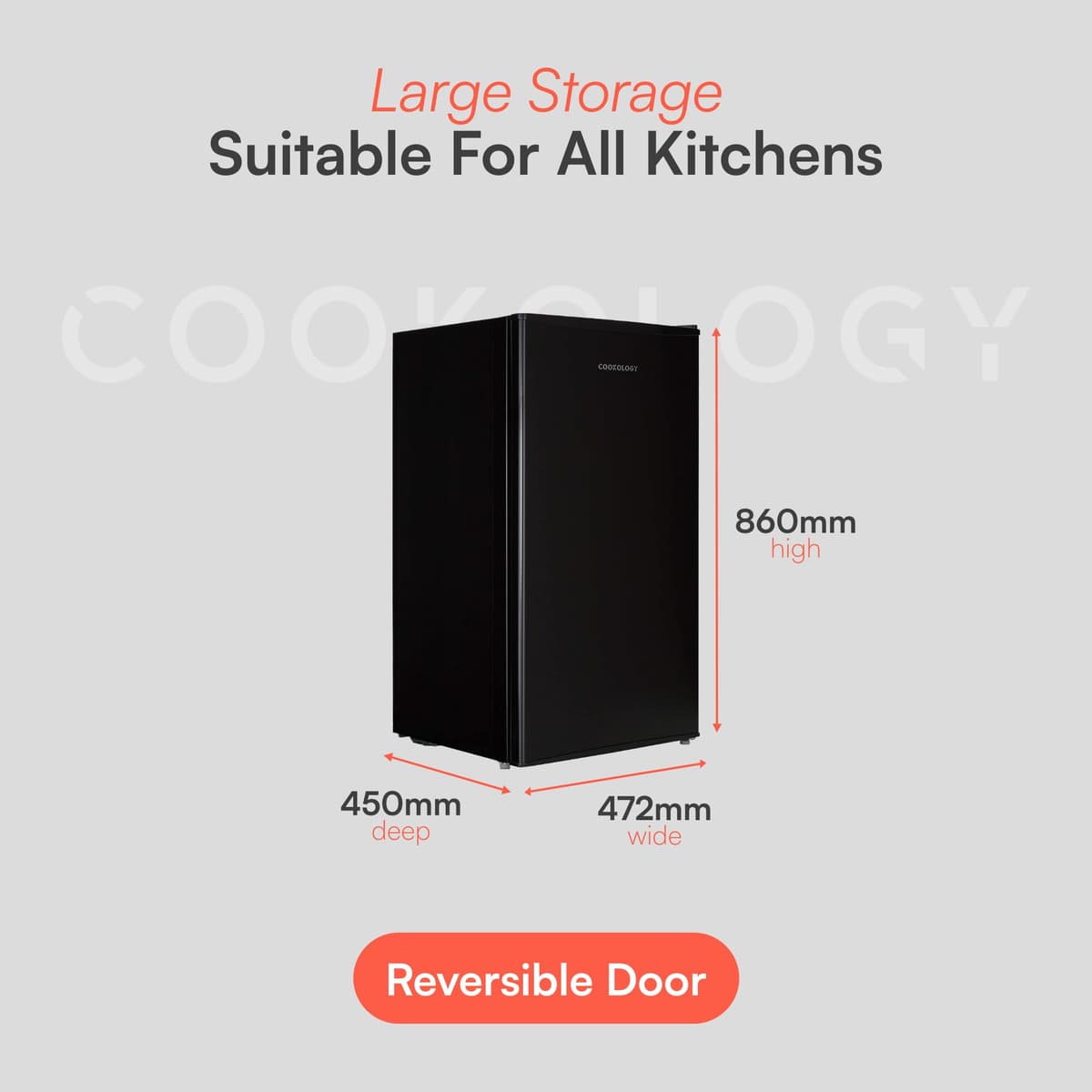 Cookology UCIF93BK Freestanding under counter Fridge in Black - 93 Litre Capacity - Adjustable Temperature Control & Legs - With Chiller Box — view 4