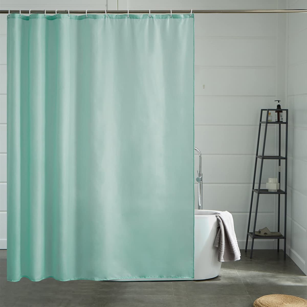Furlinic Cortina Ducha 200x200cm Antimoho Impermeable Lavable Blanco Tela Poliéster Grandes Cortinas de Baño con 12 Aros de Cortina Ducha. — view 45
