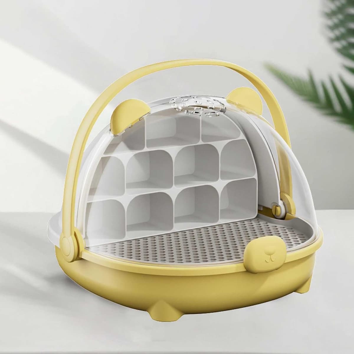 Caja de Crecimiento de Gusanos de Seda, cápsula Espacial para la cría de Gusanos de Seda, Jaula de hábitat Animal, Tanque de Reptiles, Caja de alimentación Transparente portátil con asa (Amarillo) — view 2