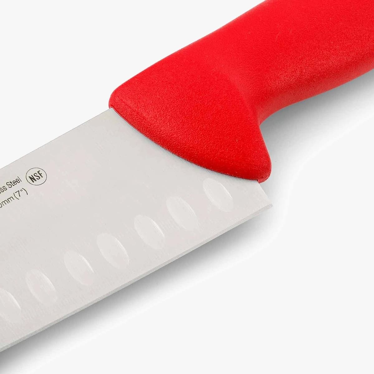 Arcos Serie 2900 - Cuchillo Santoku con Alveolos - Hoja de Acero Inoxidable Nitrum de 180 mm - Mango inyectado en Polipropileno Color Rojo — view 2