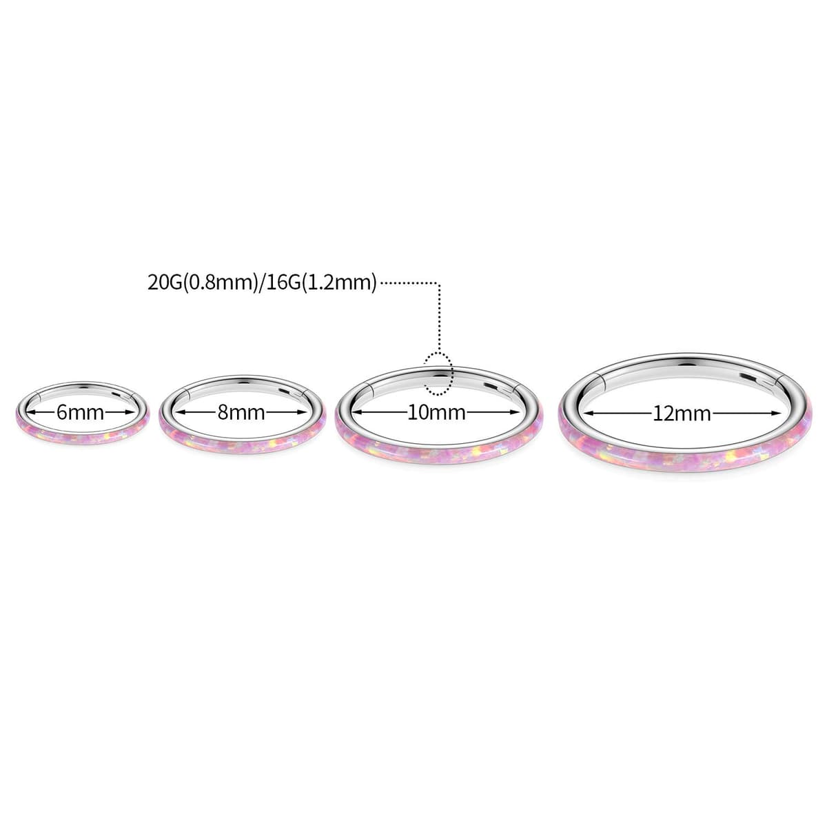 hengkaixuan CZ/Opal Nose Rings Conch Jewellery Septum Clicker 316L Surgical Steel Segment Ring Helix Cartilage Earrings Hoop Daith Tragus Rook Piercing Jewellery — view 2