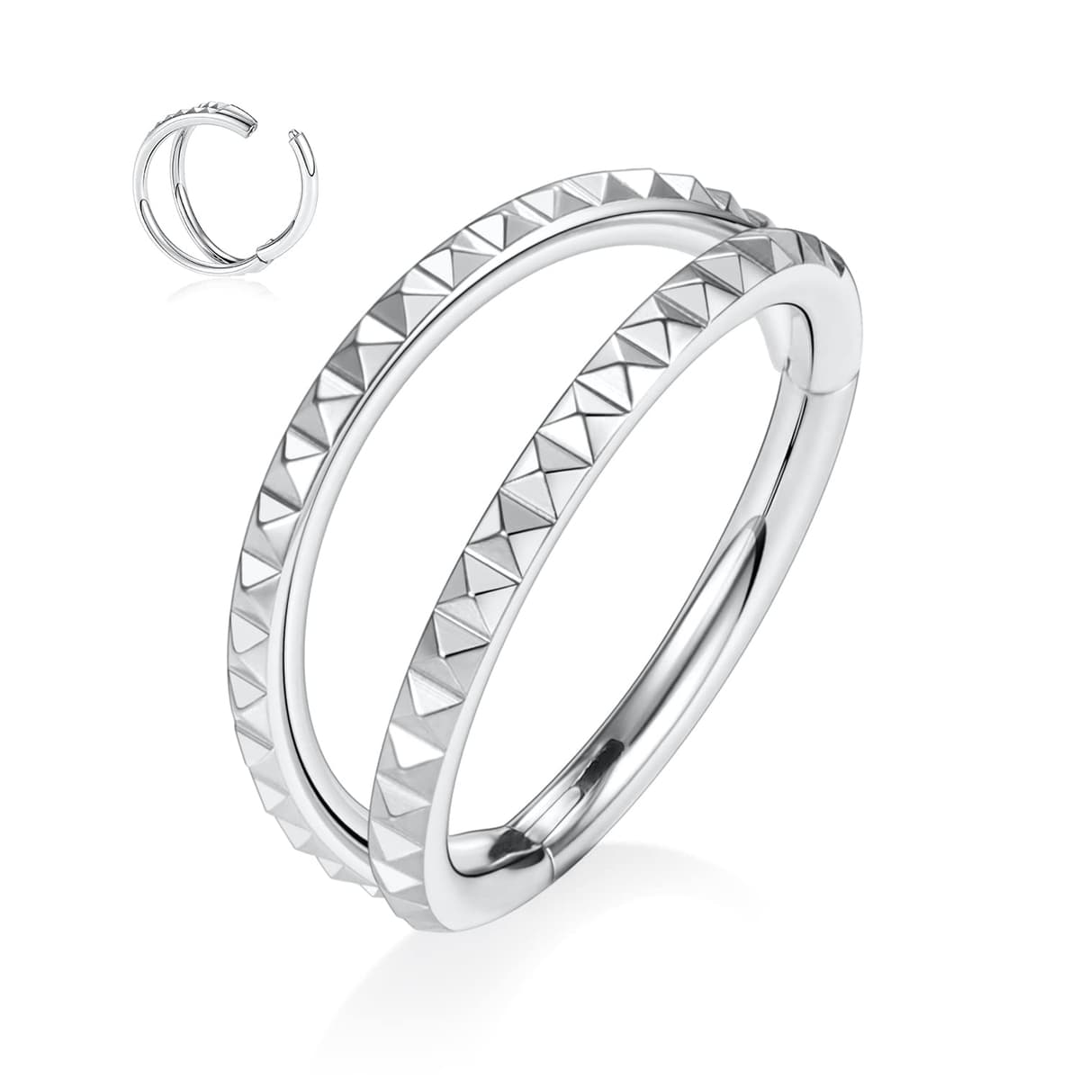 hengkaixuan Triple Double Nose Hoop Ring Sleeper Hoop Earring Helix Rook Conch Cartilage Daith Tragus Earrings Septum Ring Lobe Nose Piercing Jewellery for Women — view 23