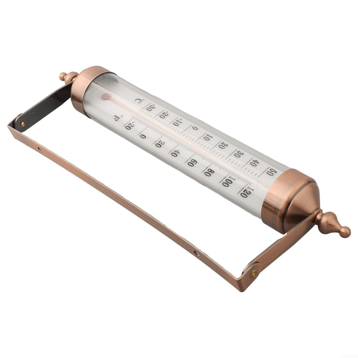 Termómetro de metal de 10 pulgadas para interiores y exteriores, con doble escala Fahrenheit Celsius, medidor de temperatura inalámbrico para montaje en pared, para jardín, patio, cocina — view 2