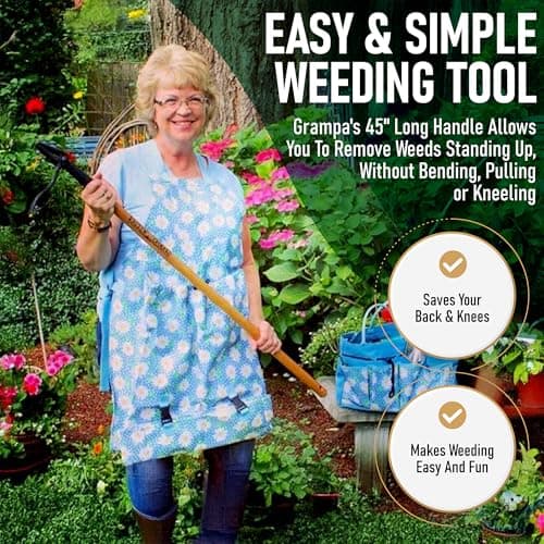 Grampa's Weeder - The Original Stand Up Weed Puller Tool with Long Handle - Made with Real Bamboo & 4-Claw Steel Head Design - Easily Remove Weeds Without Bending, Pulling, or Kneeling. — view 4