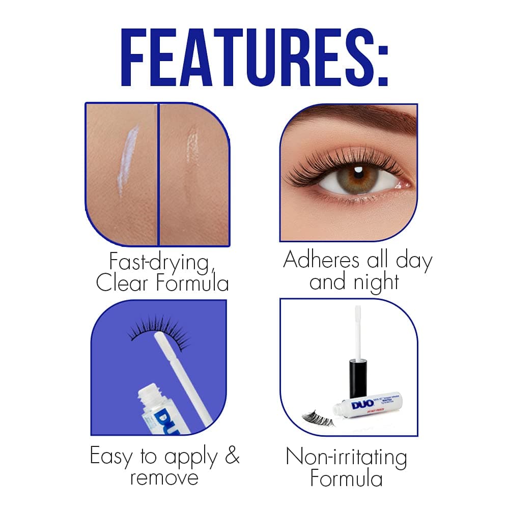 DUO Quick-Set Striplash Adhesive | Strong Eyelash Glue with Lightweight Formula | Professional Lash Glue for Eyelash Extensions, Cluster Lashes, & Individual Eyelashes | White/Clear, 0.18 Ounces — view 4