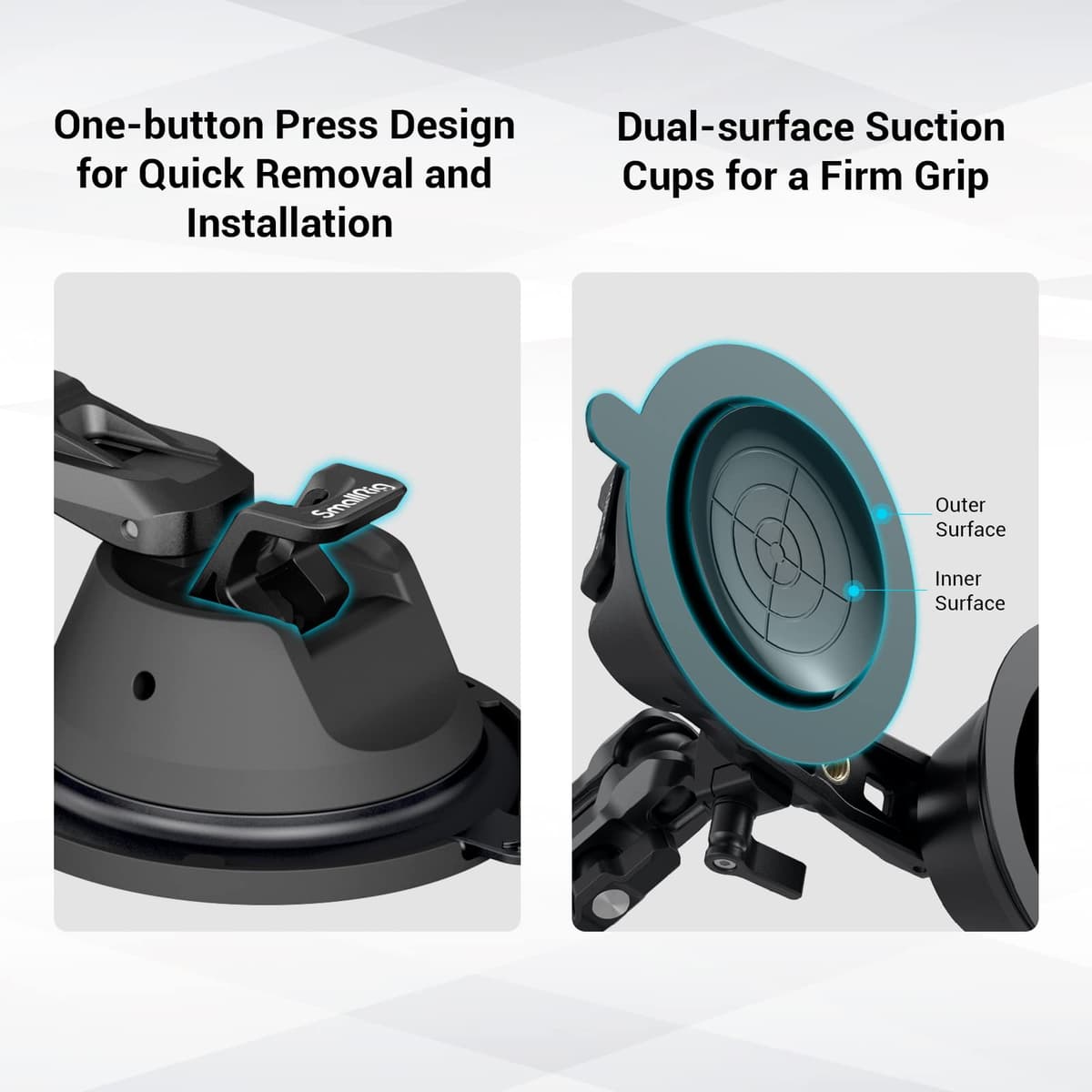 SMALLRIG Suction Mount for Action Camera/Phone/Small Cameras, for Gopro - Suction Cup Mount on Car Window/Bonnet, Load 0.5kg for Speeds 80km/h (50mph), Stationary Max 3kg Load — view 3