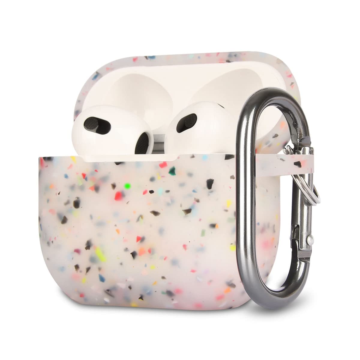 Funda de Silicona Compatible con AirPods 3, Anti-rasguños, Anti-Polvo, LED Frontal Visible, Funda Premium Silicona para AirPods 3.ª Generación (2021) con Mosquetón, Coral Orange — view 21