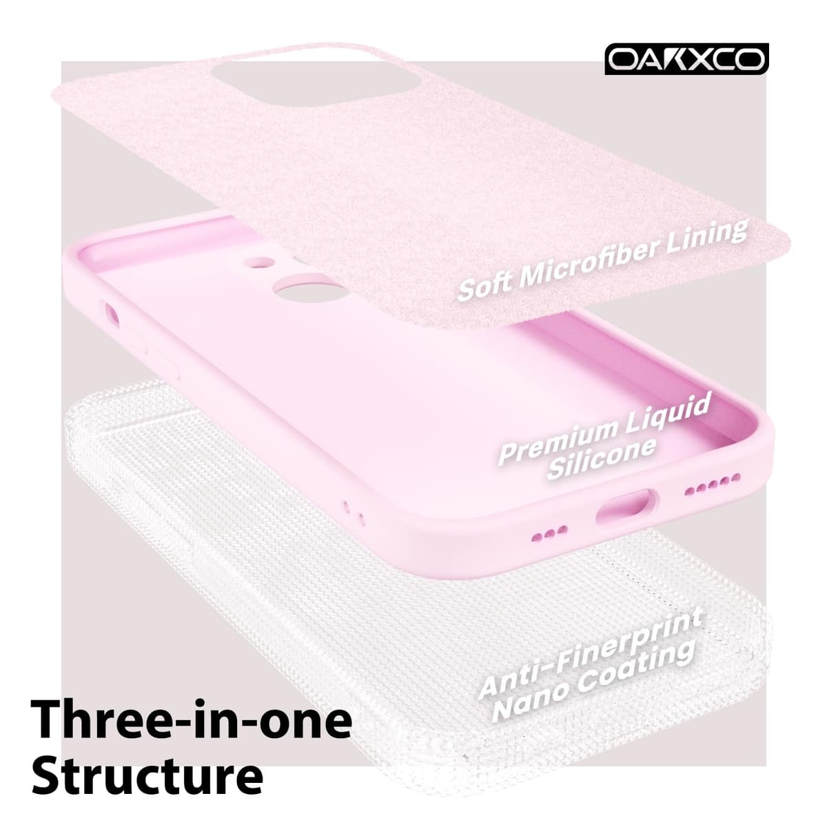 oakxco for iPhone 17 Pro Max Phone Case Liquid Silicone, Cute Thin Slim Grip Soft Rubber Gel for Women Men, Smooth Matte TPU Plain Solid Color Girly Simple Case with Camera Cover, Light Pink — view 1443