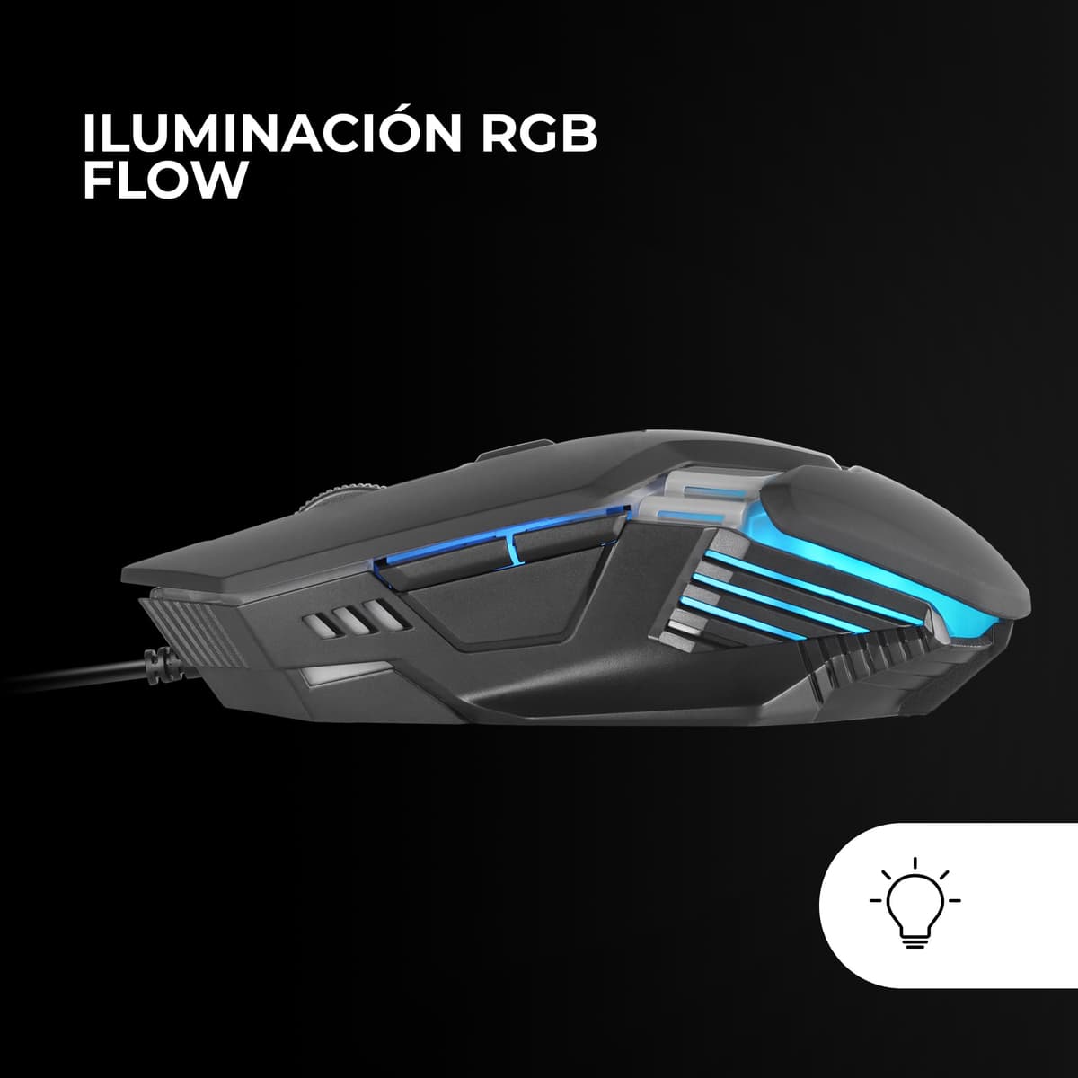 Mars Gaming MM024, Ratón Gaming RGB, Sensor Óptico 4000 dpi, Switches Mecánicos Huano, Iluminación RGB Flow, Ajuste On-The-Fly 1200/2400 / 3200/4000 dpi, Compatibilidad Multiplataforma, Negro — view 2