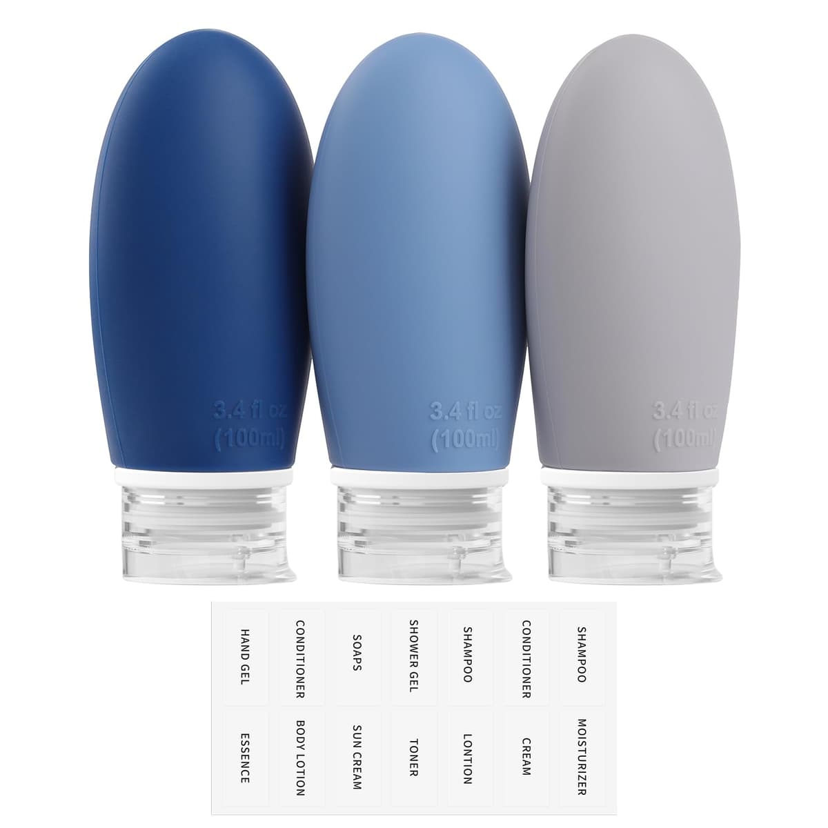 Opret Botes Viaje Rellenables 100ml 3 Piezas, Botellas de Viaje Silicona para Gel y Champu, Botes Viaje a Prueba de Fugas para Gel, Champús, Lociones y Artículos de Tocador, FDA Certificado Sin BPA — view 6