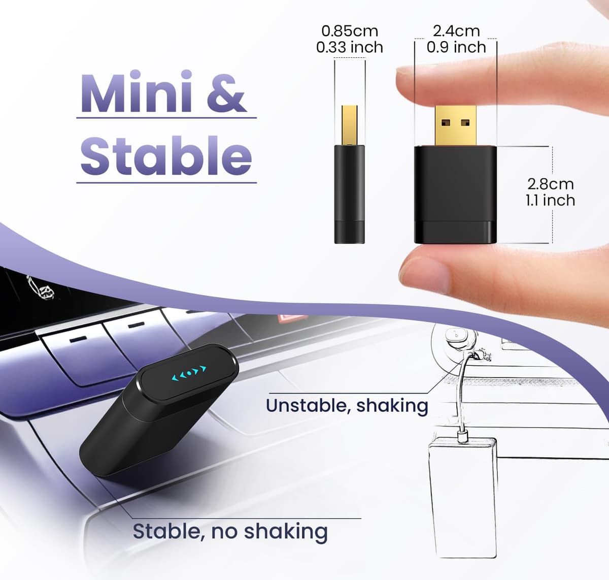 Mini Wireless CarPlay Adapter for Apple & Android Auto, Easy to Use Bluetooth Dongle with Fast Stable Connection, Converts Wired to Wireless Car Play Adapter, for Cars from 2016 with USB-A/C — view 2