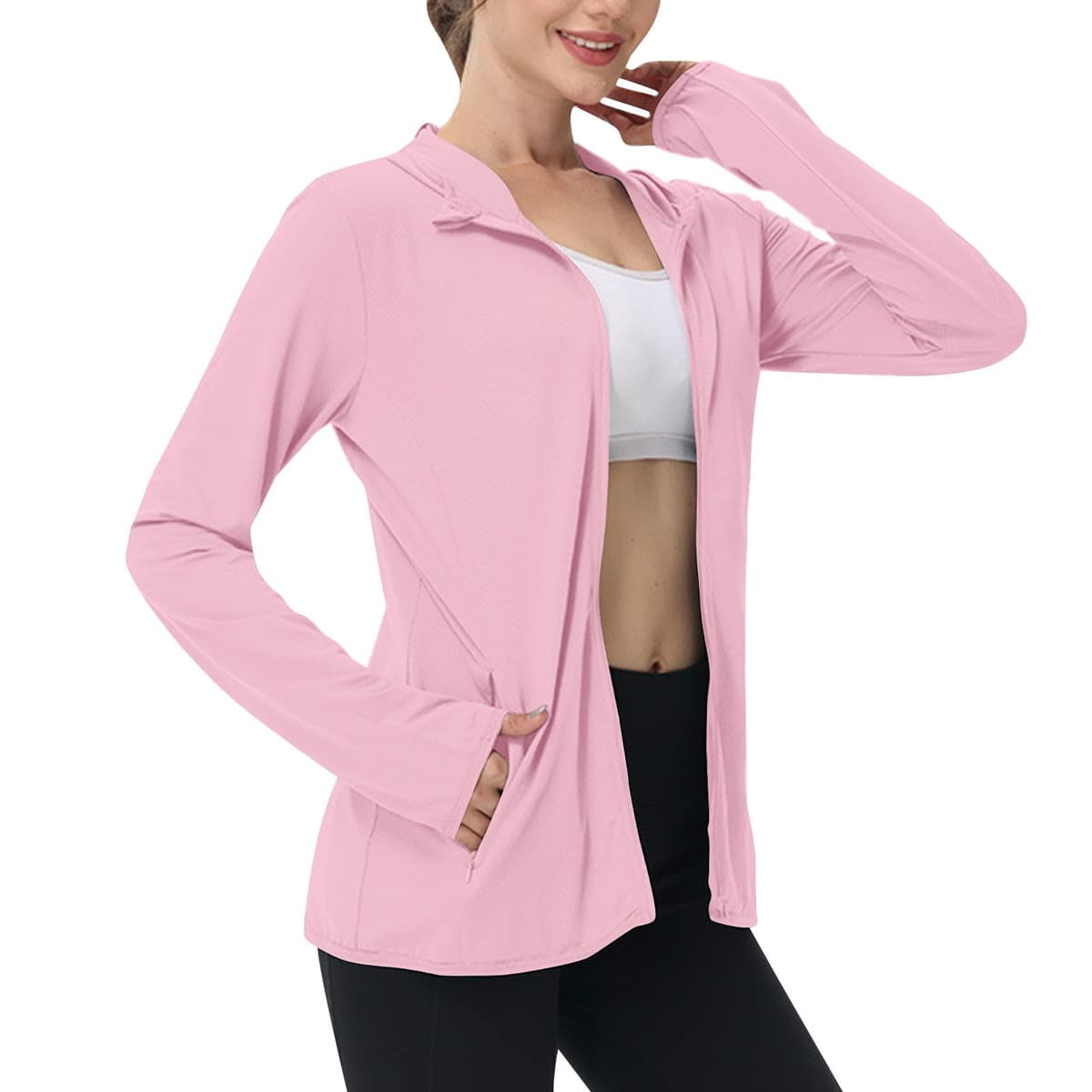 Sun Jacket for Women UPF 50+ Lightweight Athletic Jacket Sun Protection Full Zip Hoodies Shirts Hiking Outdoor Pockets — view 20