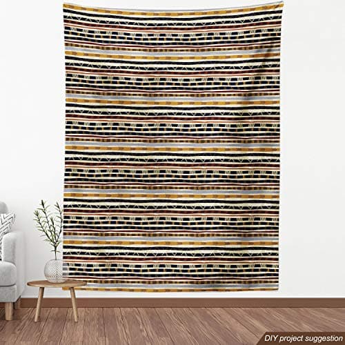 Ambesonne Abstract Fabric by The Yard Ethnic Style Geometric Forms Striped Pattern on Bold Earth Tones Decorative Material for Modern Farmhouse Decor Upholstery and Home Accents 1 Yard Orange Cream — view 3