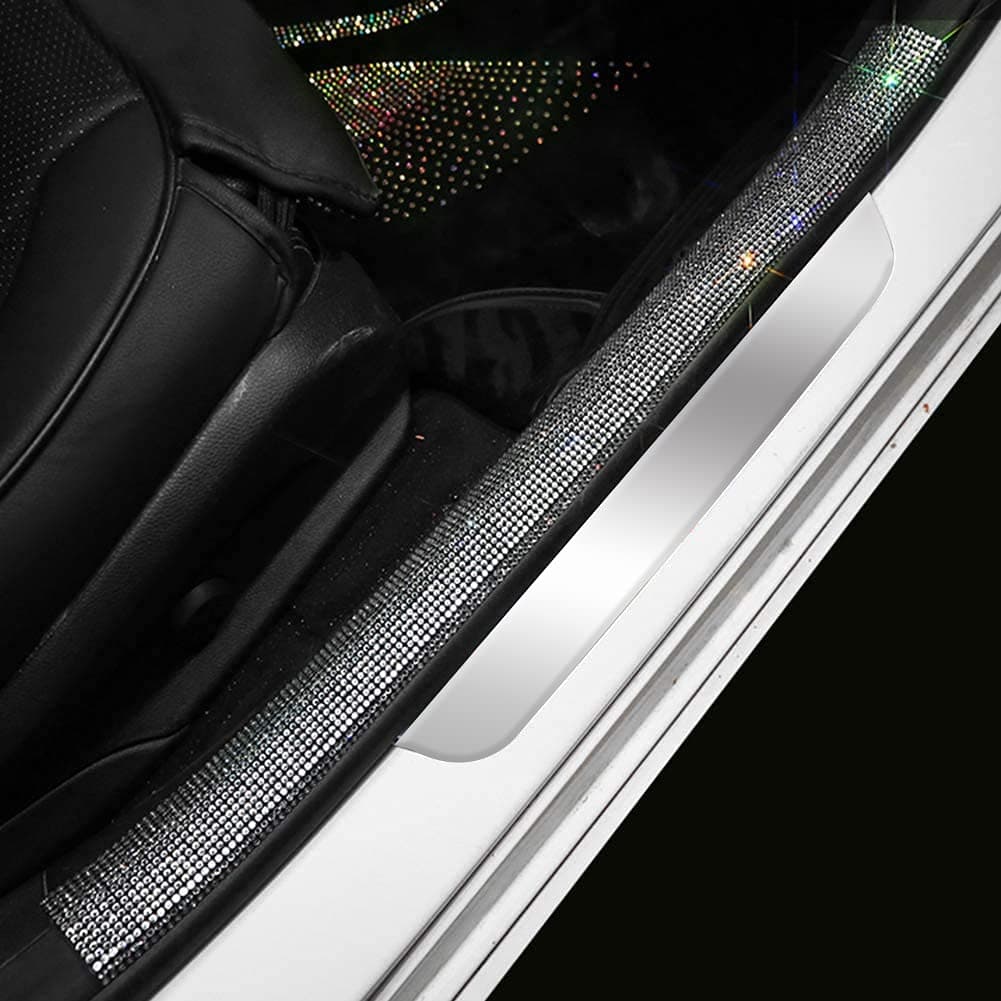 eing 2PCS PU Leather Car Seat Belt Cover Shoulder Seatbelt Pad with Bling Rhinestones Crown for Adults Youth,Black — view 13