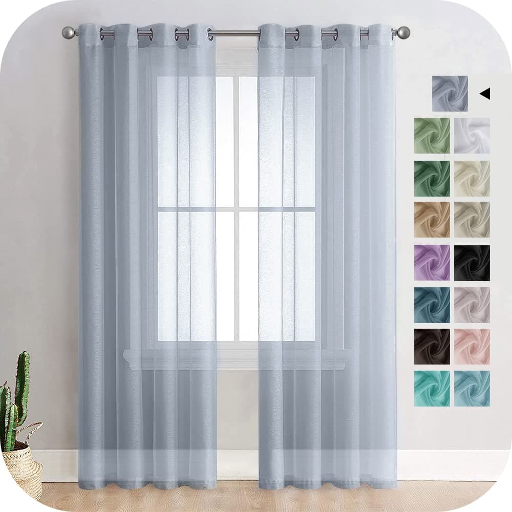 MRTREES Cortina para Ventana Dormitorio Translúcidas Visillos Paneles para Ventanas Sala para Niños Sala Comedor 2 Piezas 140×245cm Blanco — view 17