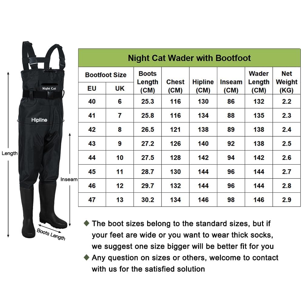 Night Cat Vadeadores de Pesca para Hombres Impermeables Transpirables Mujeres Caza vadeadores para Aguas, 1 tamaño más Grande es Bettler — view 6