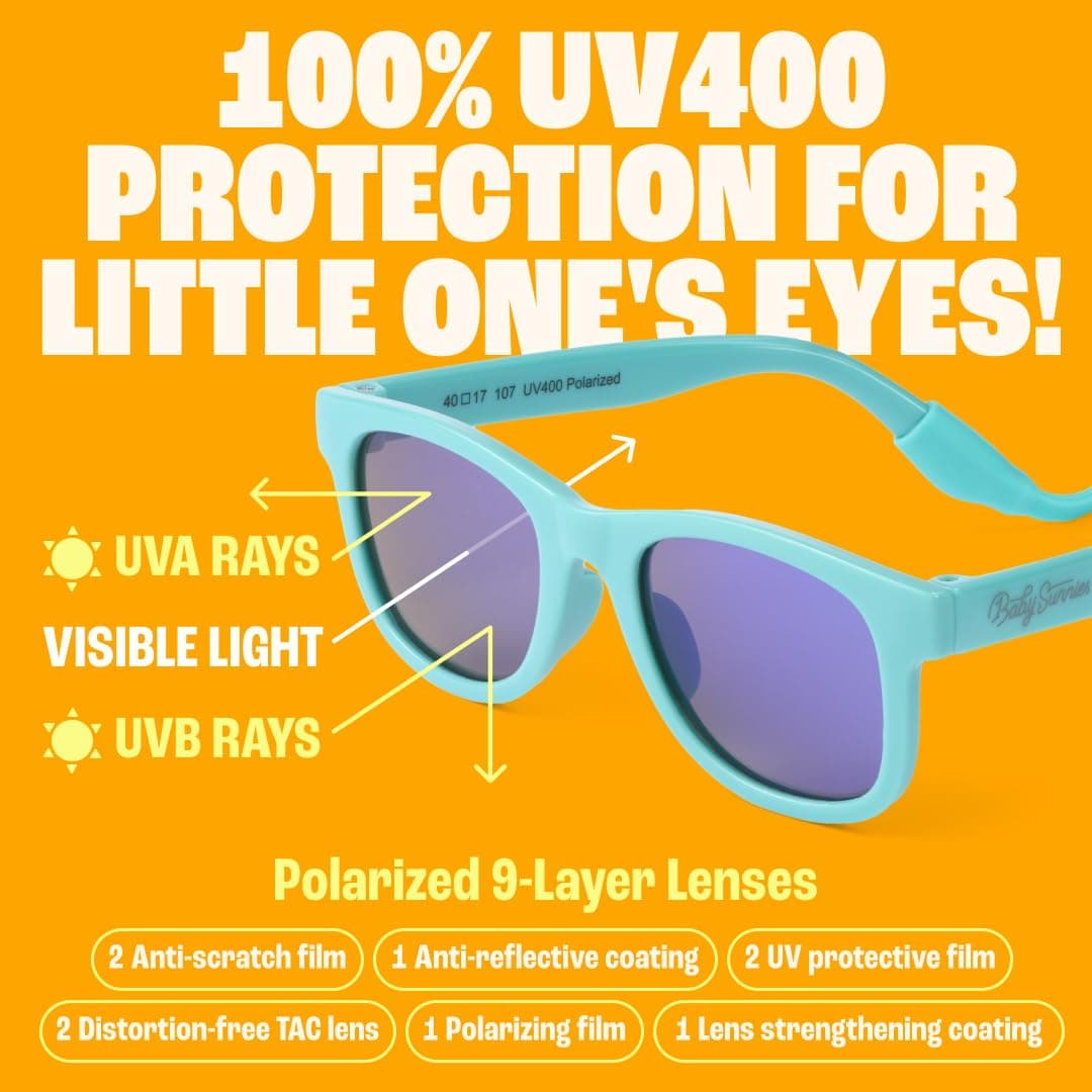 BABY SUNNIES Gafas de sol para bebé con correa, irrompibles y flexibles, para bebés de 0 a 24 meses — view 5