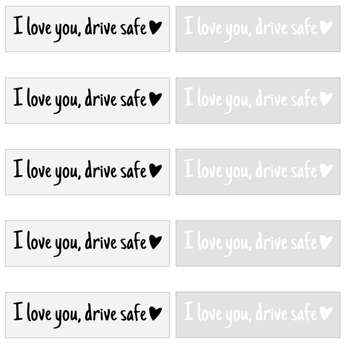 10Pcs I Love You Drive Safe Mirror Sticker, I Love You Drive Safe Car Decals Rear View Mirrors Sticker Cute Car Decals for Women Rear View Mirrors Safety Reminder Gift (Black and White) — view 2