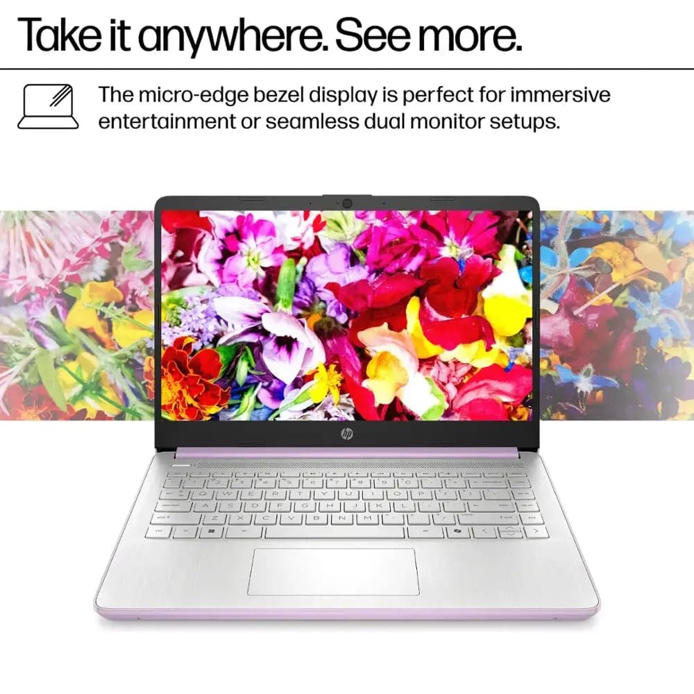 HP 14 Ultrabook • Back to School Limited Edition w/Microsoft 365 • Intel 4-Core CPU • 8GB RAM • 1.6TB Storage (128GB OnBoard w/ 512GB Portable Drive + 1TB OneDrive) • Lavender • Win 11 — view 4