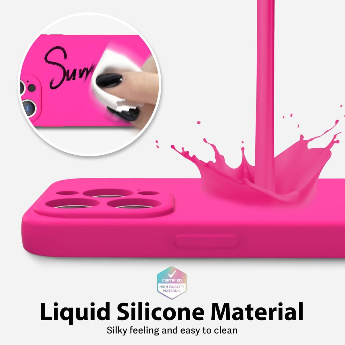 oakxco for iPhone 17 Pro Max Phone Case Liquid Silicone, Cute Thin Slim Grip Soft Rubber Gel for Women Men, Smooth Matte TPU Plain Solid Color Girly Simple Case with Camera Cover, Light Pink — view 1284
