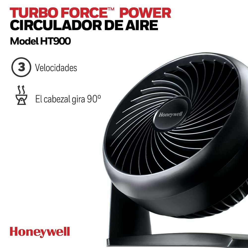 Honeywell TurboForce Ventilador Potente, Refrigeración de Funcionamiento Silencioso, Inclinación Variable de 90°, 3 Ajustes de Velocidad, Anclaje en la Pared, Ventilador de Mesa, HT900E4 — view 2