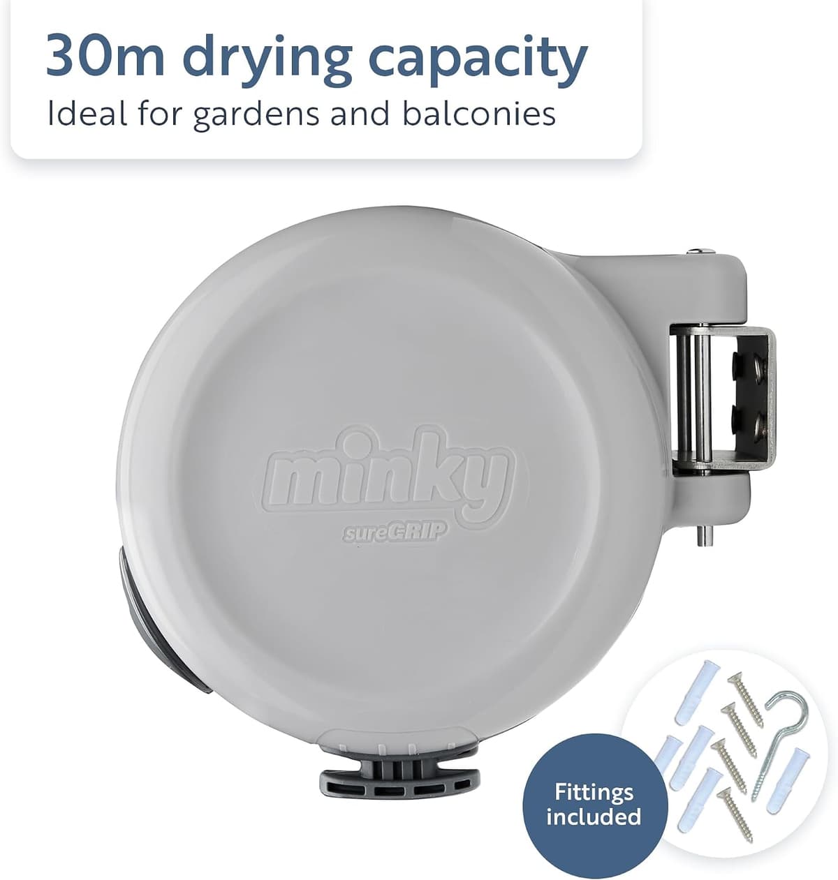 Minky Retractable Duo Reel Washing Line, Grey, 2x15m, packaging may vary — view 2