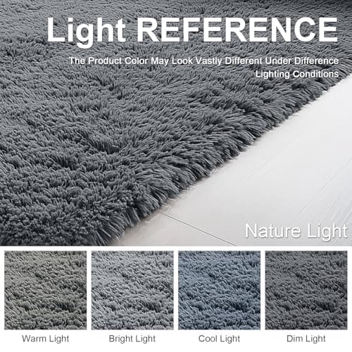 OLANLY Fluffy Area Rug for Living Room Bedroom, 4x5.9 Feet Soft Shaggy Non-Slip Carpet, Indoor Modern Plush Area Rugs for Kids Girls and Boys, Dorms, Nursery Rooms, Home Decor, Grey — view 8