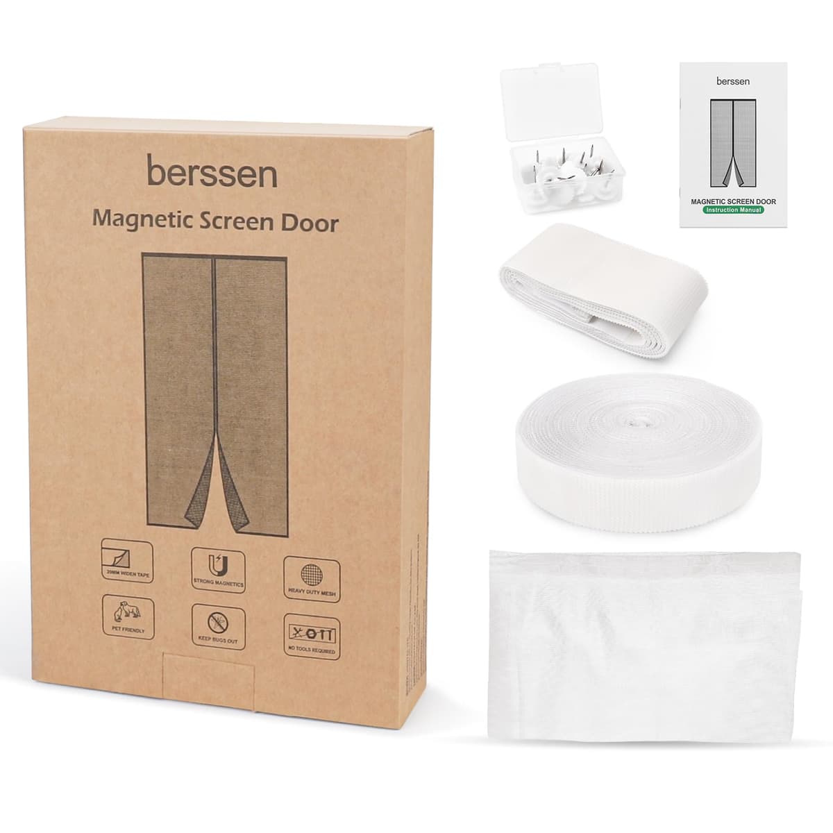Mosquitera Puerta Magnetica - 90 x 210 CM - Blanco, Mosquiteras para Puertas, Cierre Magnético de Arriba a Abajo, Automáticamente,Mantiene el Aire Fresco — view 6