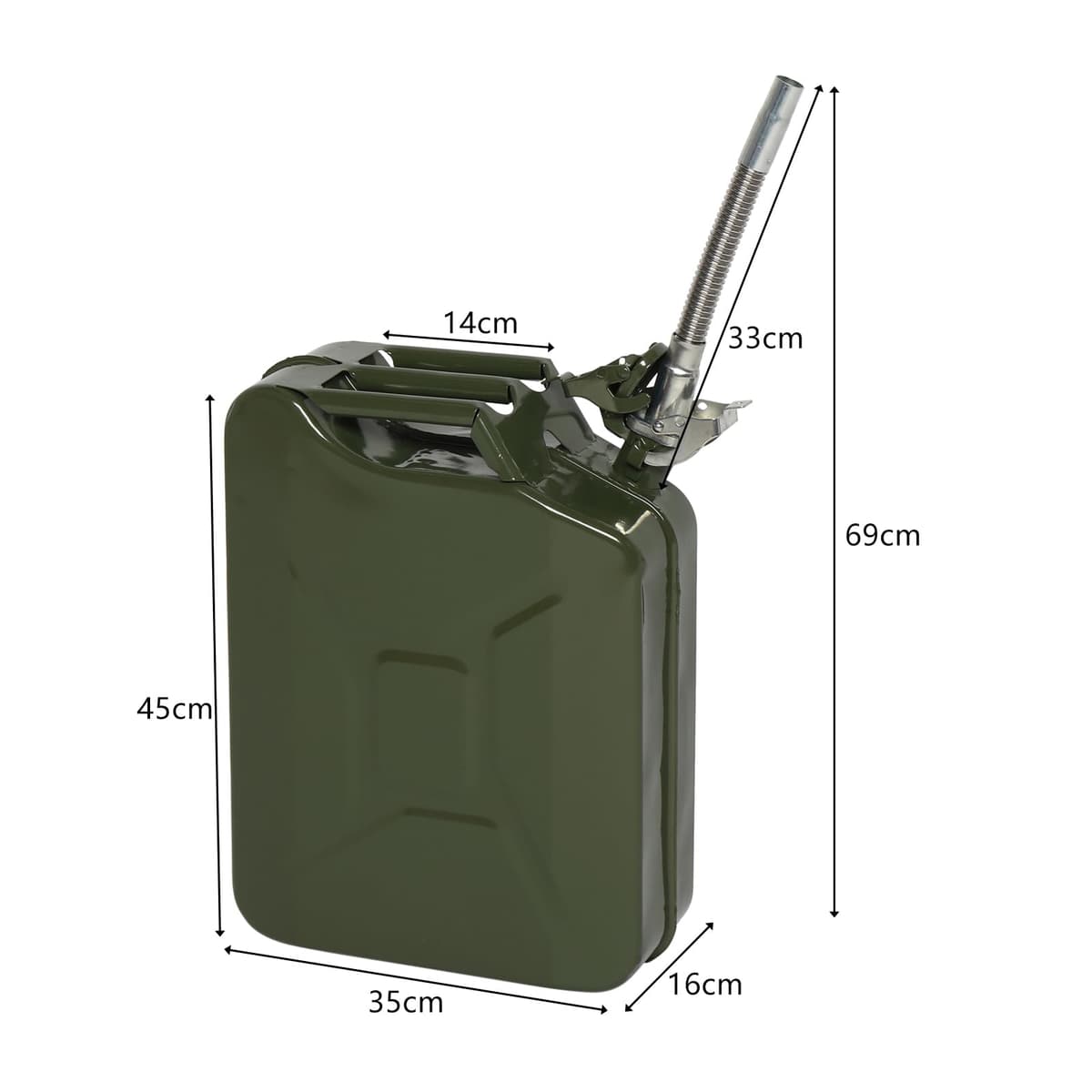 Karlhome 20 L Metal Gas Can Fuel Tank Can Petrol Diesel Storage Can Portable with Flexible Spout, for Automobile Vehicle Off Road Emergency Supply, Green — view 4