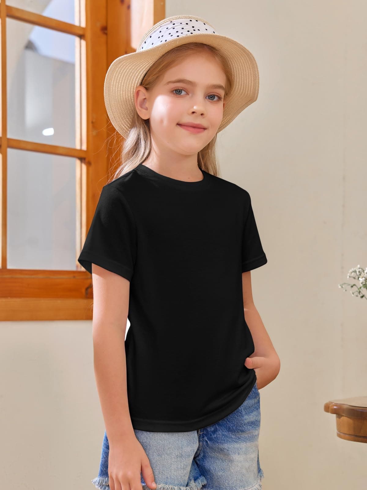 Haloumoning Camisetas de manga corta para niña, camisetas de verano, cuello redondo, informal, camisetas de gran tamaño — view 4