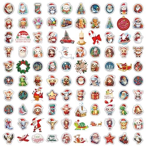 100 Pcs Christmas Stickers, Merry Christmas Vinyl Stickers for Kids, Funny Christmas Holiday Stickers for Water Bottles, 2026 Christmas Stickers for Gifts — view 2