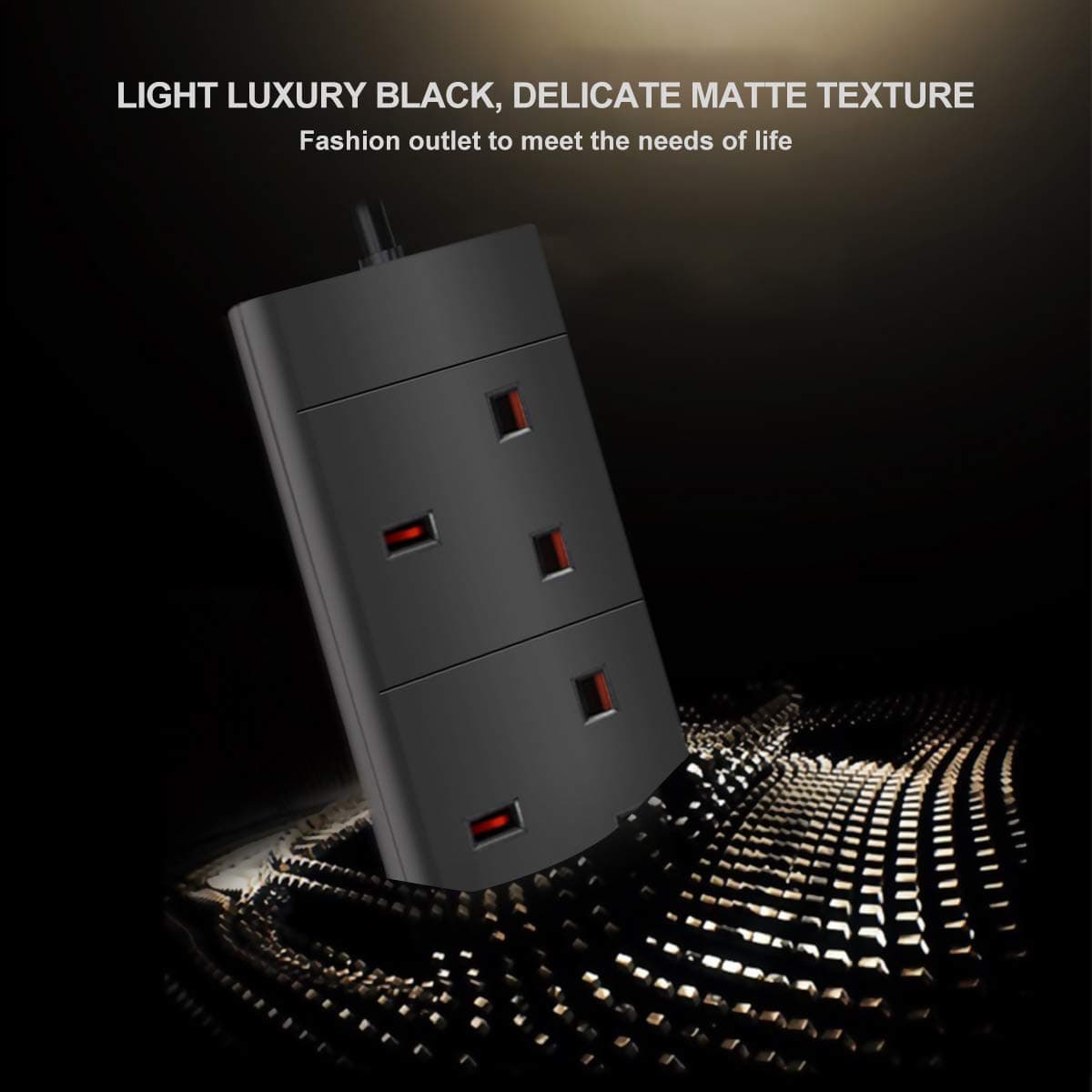 ExtraStar 2 Way Extension Lead, 13A Fused UK Plug Extension Socket, 5M Extension Cable Power Strip - Black — view 4