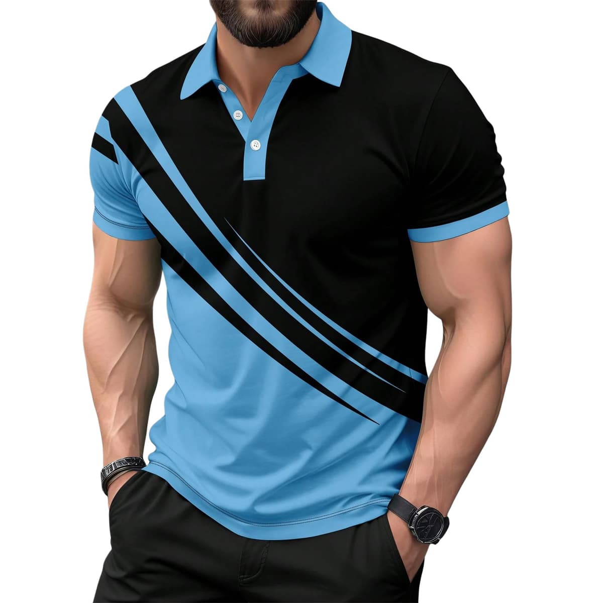 Polo Hombre Manga con Bolsillo en el Pecho Golf Polo Transpirable de Secado Rápido Poloshirt Deporte Hombre Slim Fit Tshirt Verano Camisa Hombre — view 12