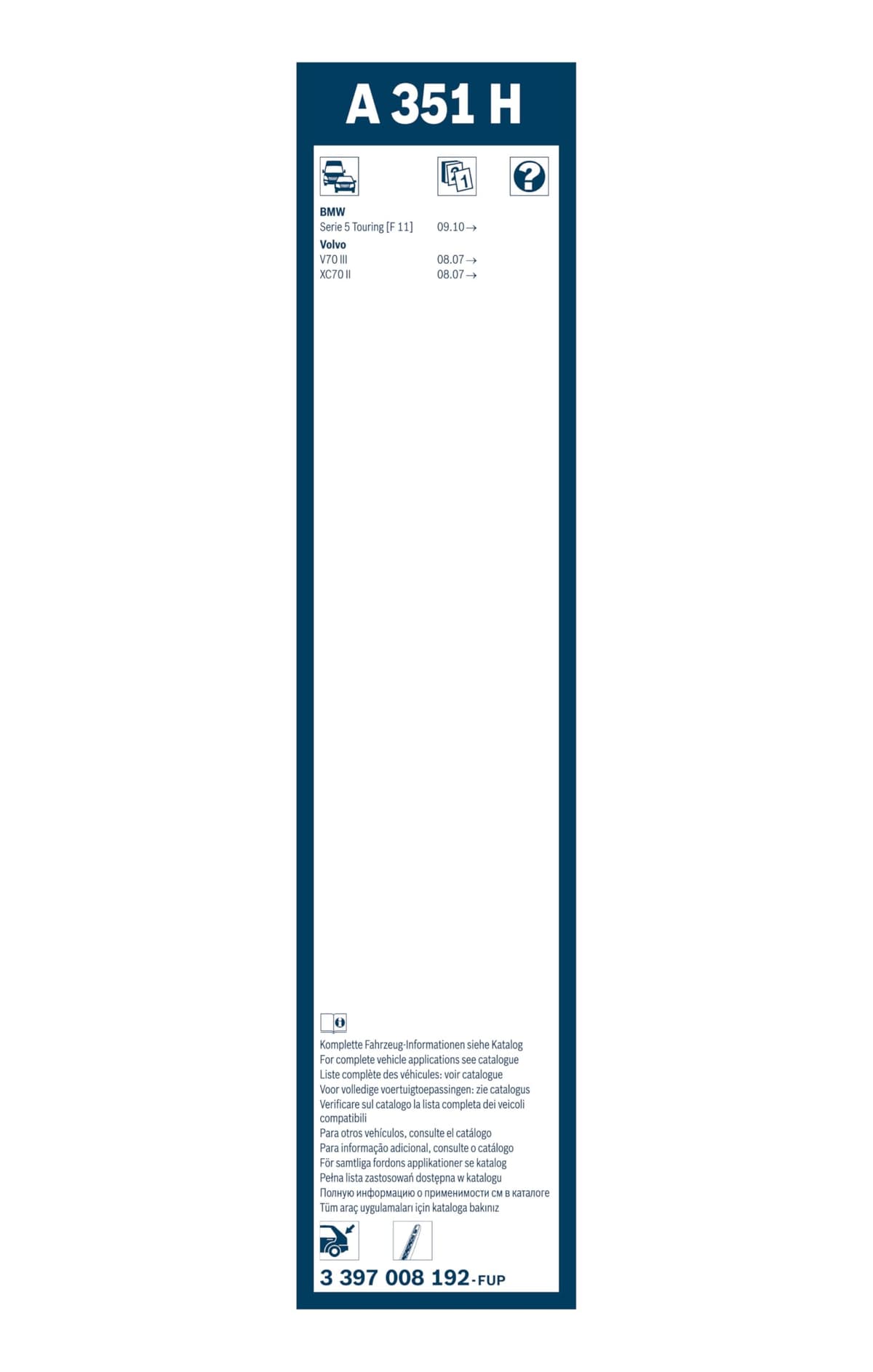 Bosch Rear Wiper A 351 H - Excellent Cleaning Performance - Replacement Blade for Back Windscreen - 1 Blade, 350mm — view 3