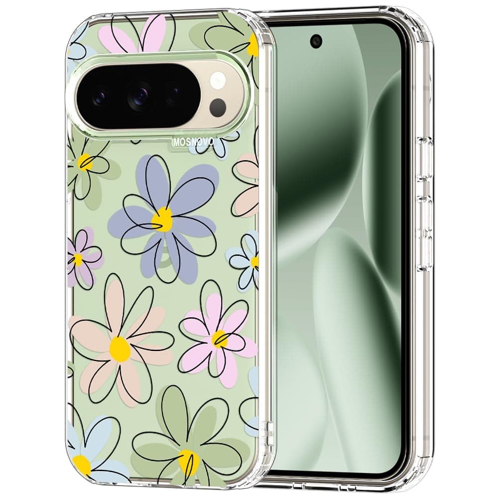 MOSNOVO Case for Google Pixel 9 & Pixel 9 Pro, [Buffertech 6.6ft Military-Grade Drop Protection] [Anti Peel Off Tech] Clear TPU Bumper Phone Case Cover Design - Eucalyptus — view 19