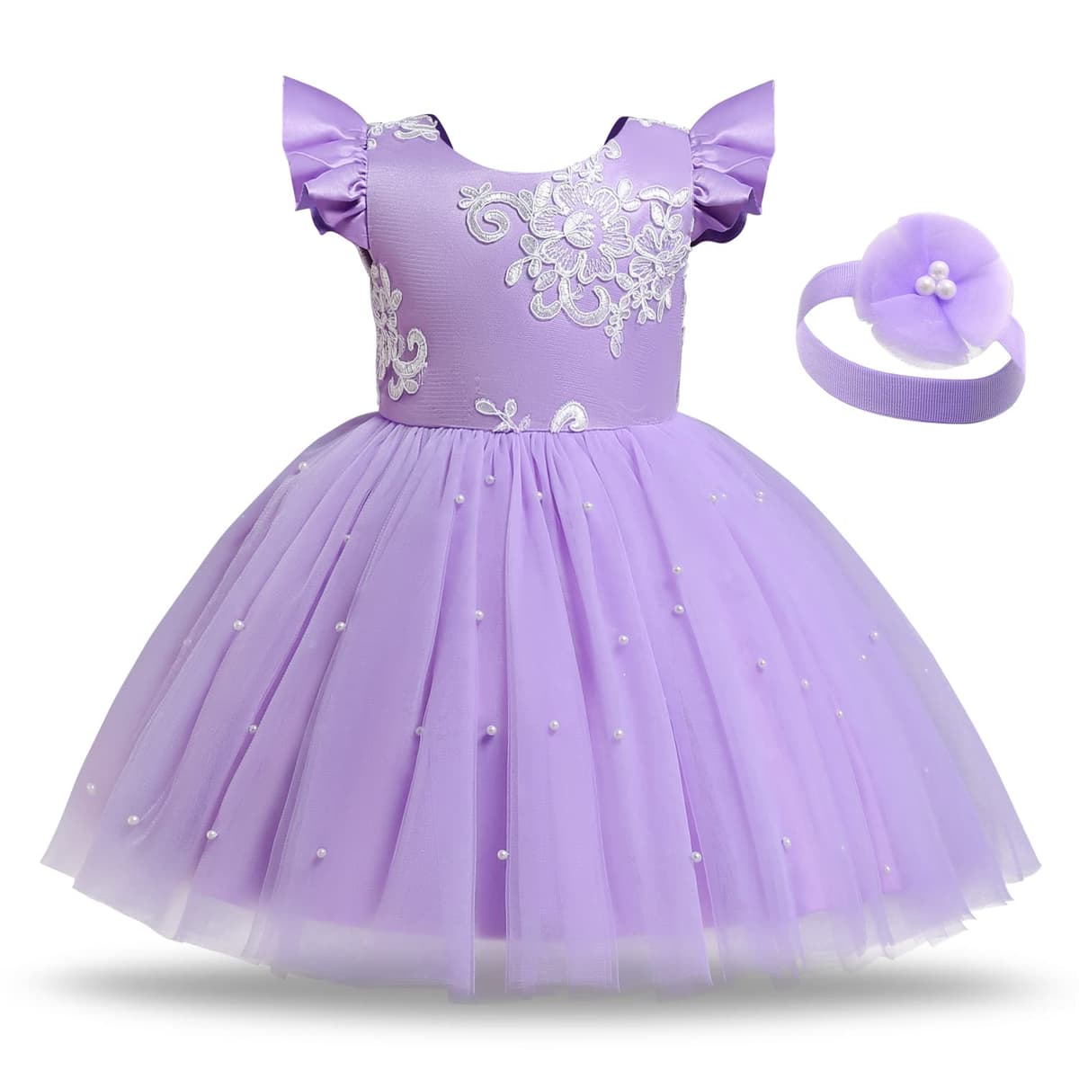 TTYAOVO Bebé Boda Pompa Bautismo Bautizo Tutu Vestido Chicas Princesa Vestir
